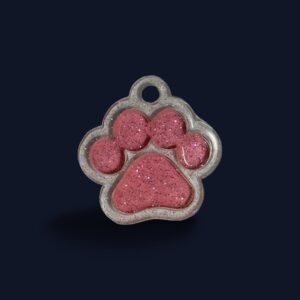 Best Pet Tags- Cats Dogs- Paw Print- Sparkle Bubblegum Pink