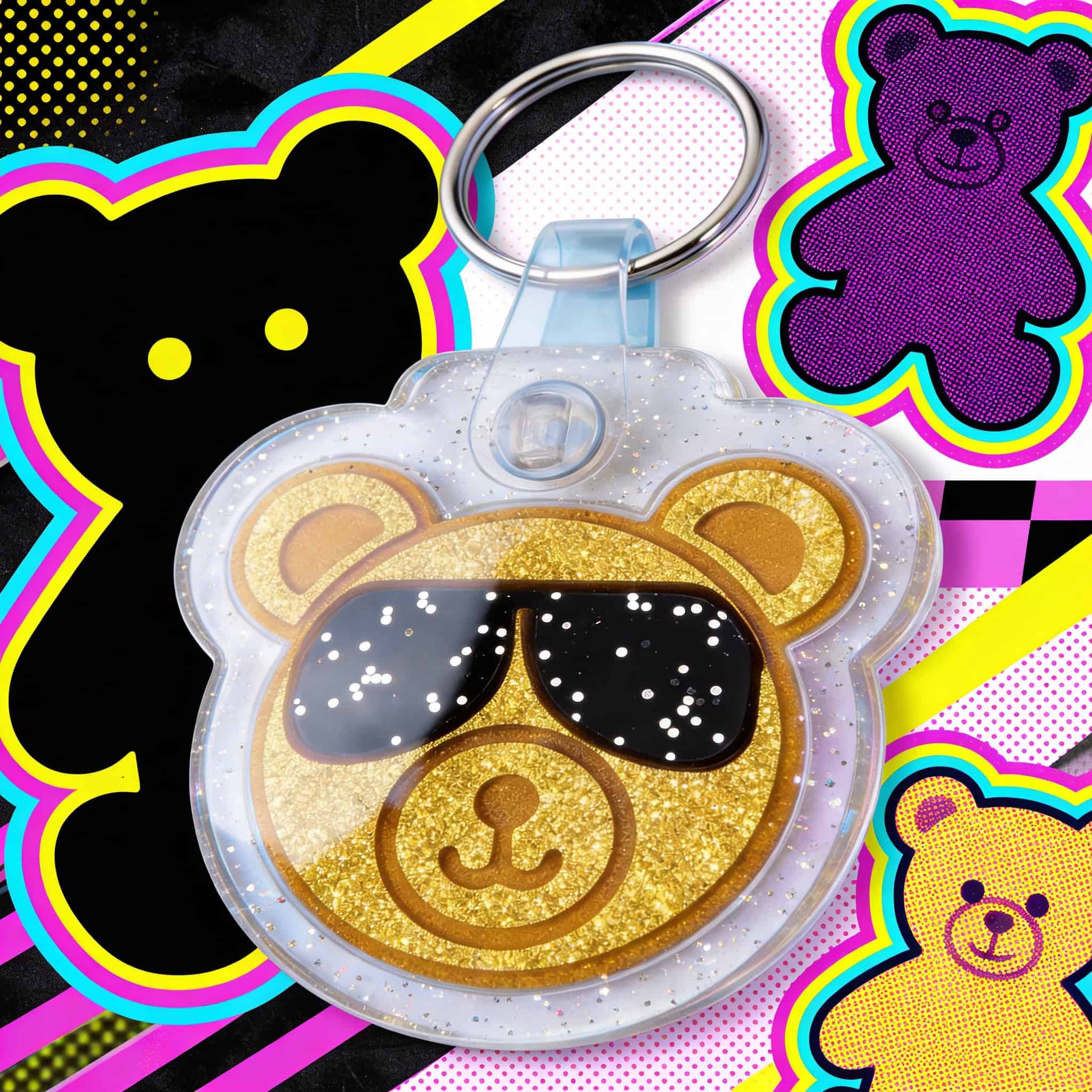 Cool Bear smart NFC pet ID tag in gold and black acrylic by Shiloh's House