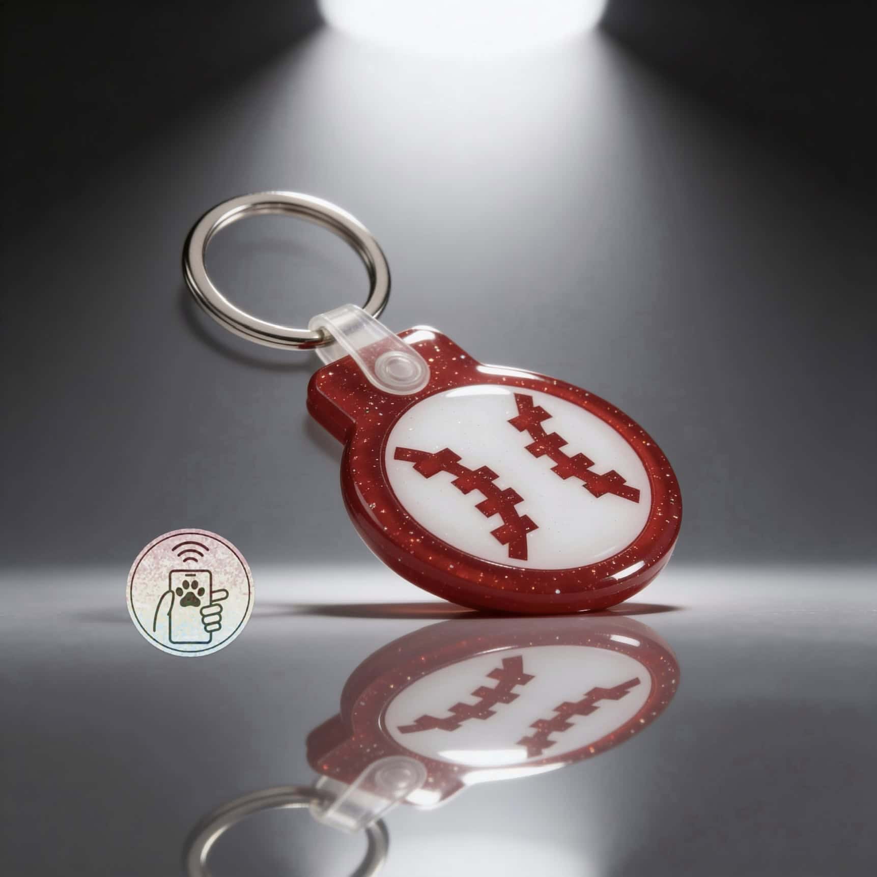 NFC pet ID tag shaped like a candy cane for dogs and cats, featuring a red and white festive design.