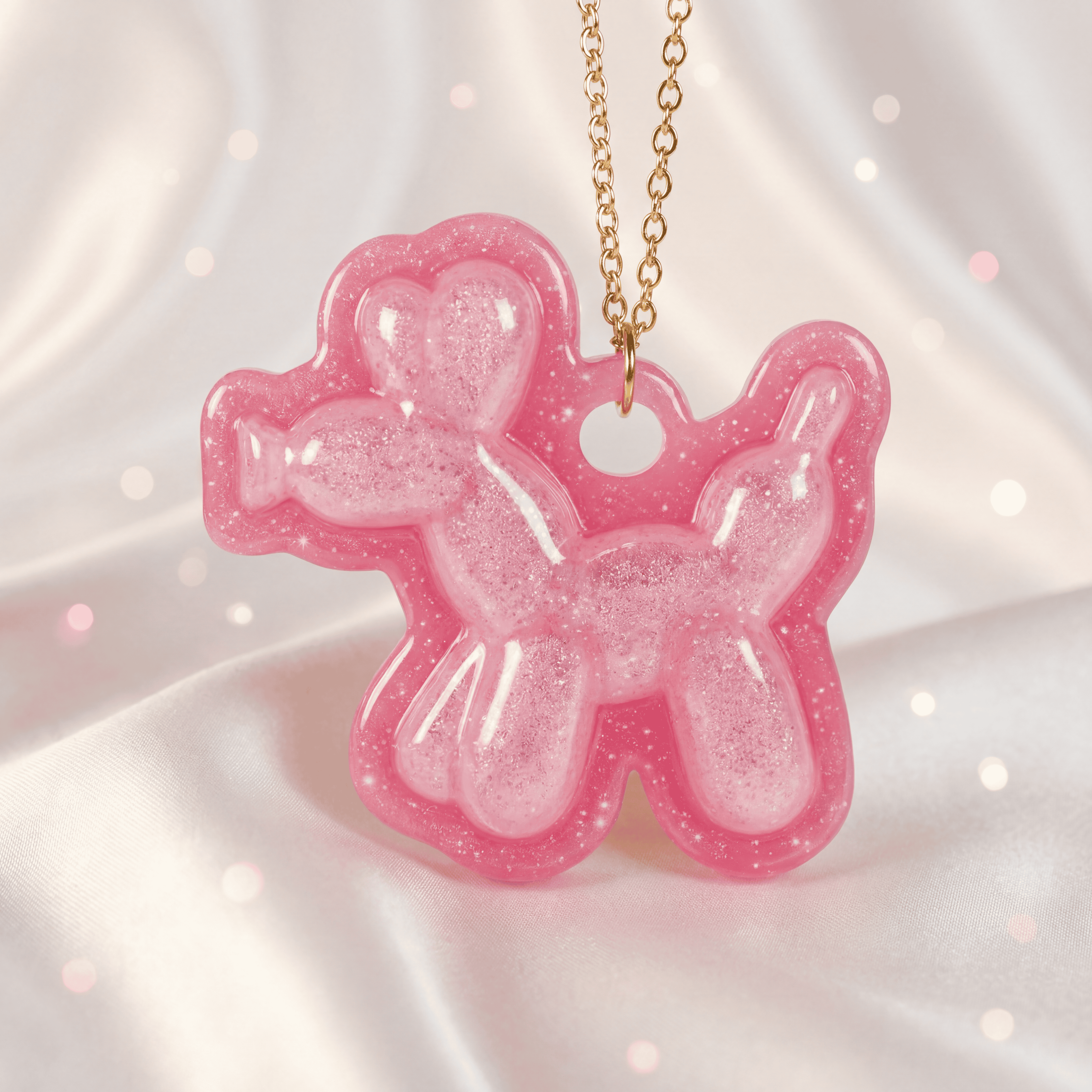 Balloon Dog smart NFC pet tag in pink on pink — The Shiloh design by Shiloh's House