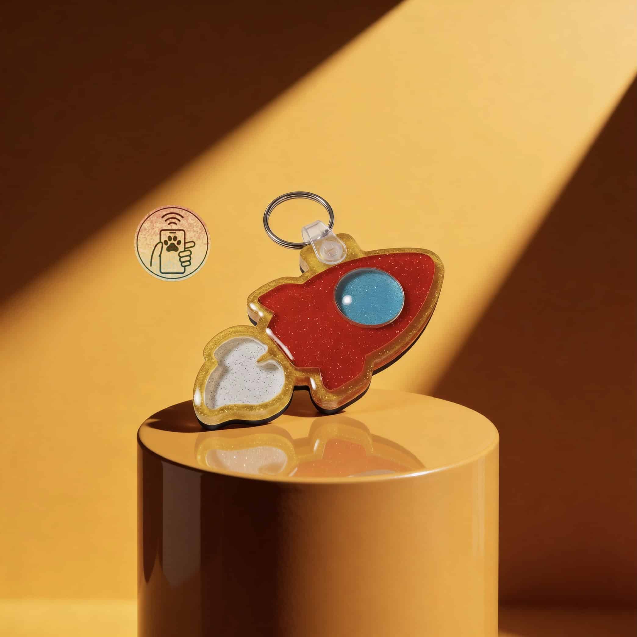 Shiloh's House Smart Pet ID Tag | Spaceship - Red | Get Free Lohji App to update your pet's profile in real time - Image 3