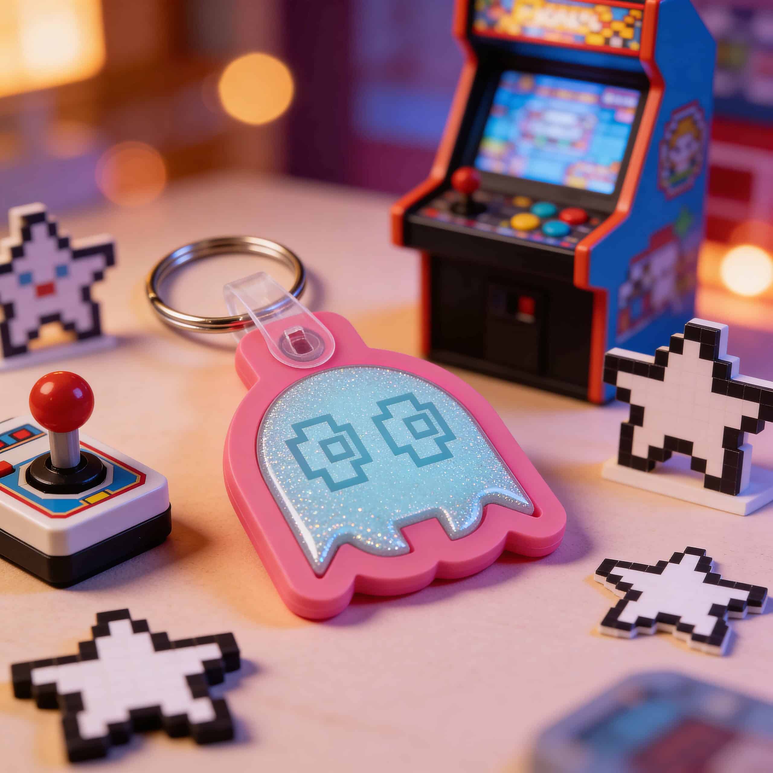 Pac-Pup glow-in-the-dark smart NFC pet ID tag in pink by Shiloh's House
