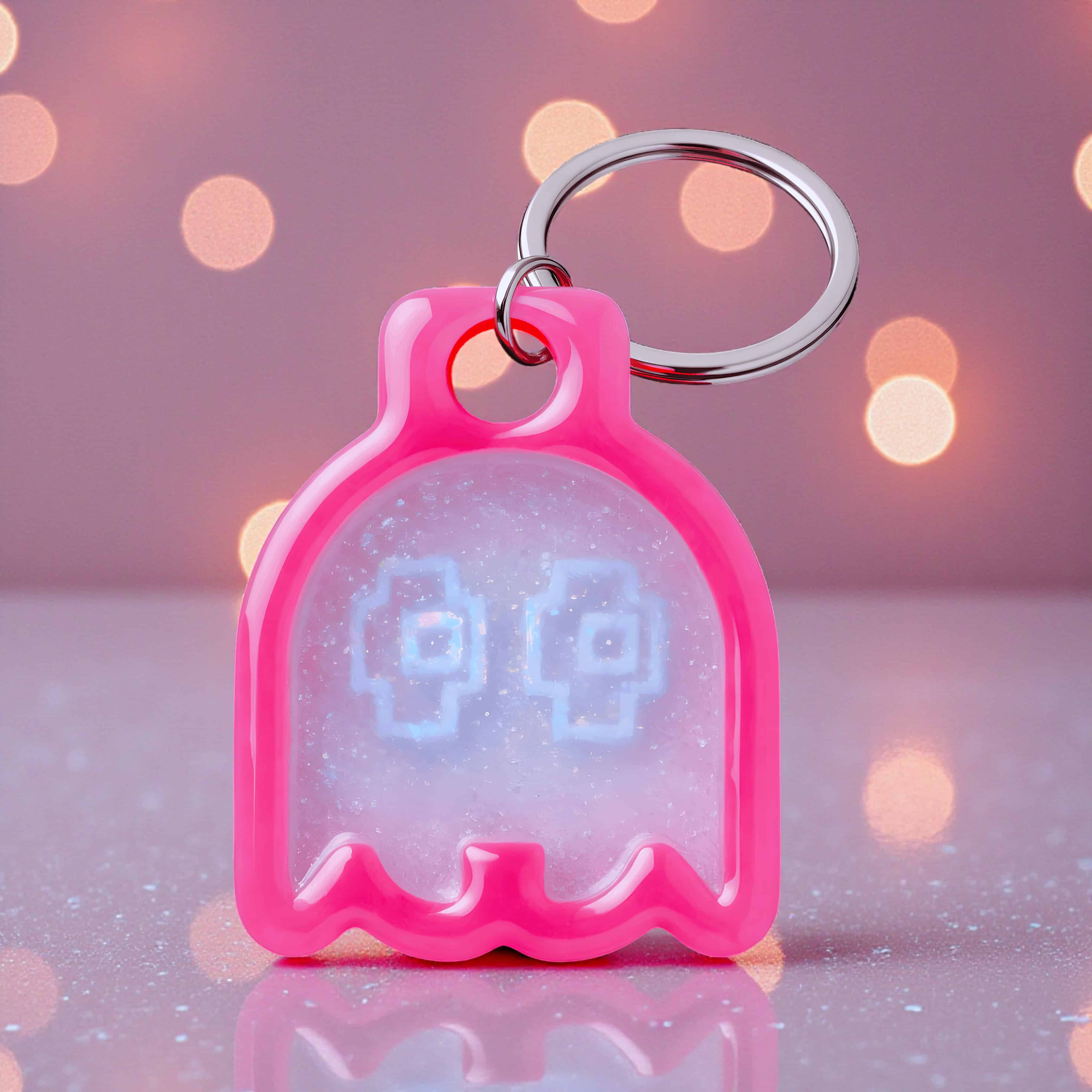 Pac-Pup glow-in-the-dark smart NFC pet tag in pink by Shiloh's House