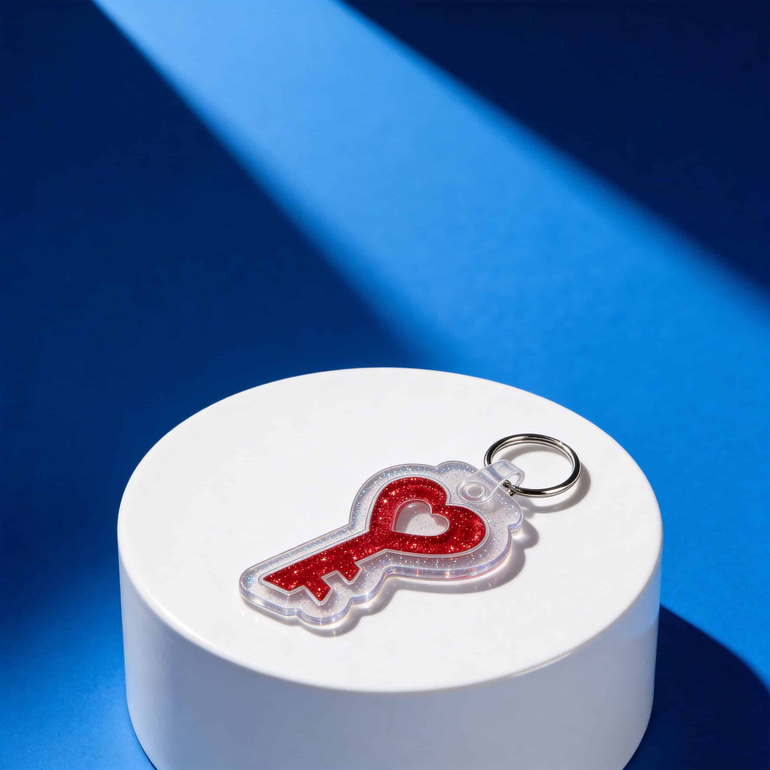 NFC pet ID tag in the shape of a heart with a keyring for dogs and cats.