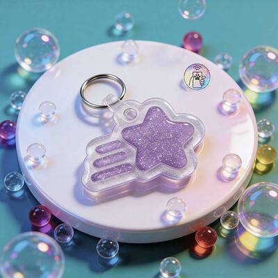 NFC pet ID tag in a star shape with glitter, designed for dogs and cats — Shiloh's House smart NFC pet tag with free companion Lohji app.