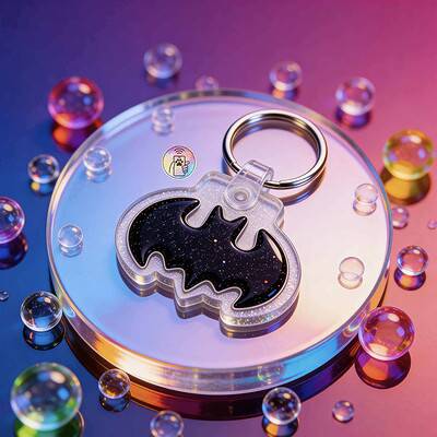 NFC pet ID tag shaped like a bat with glitter finish for dogs and cats — Shiloh's House smart NFC pet tag with free companion Lohji app.