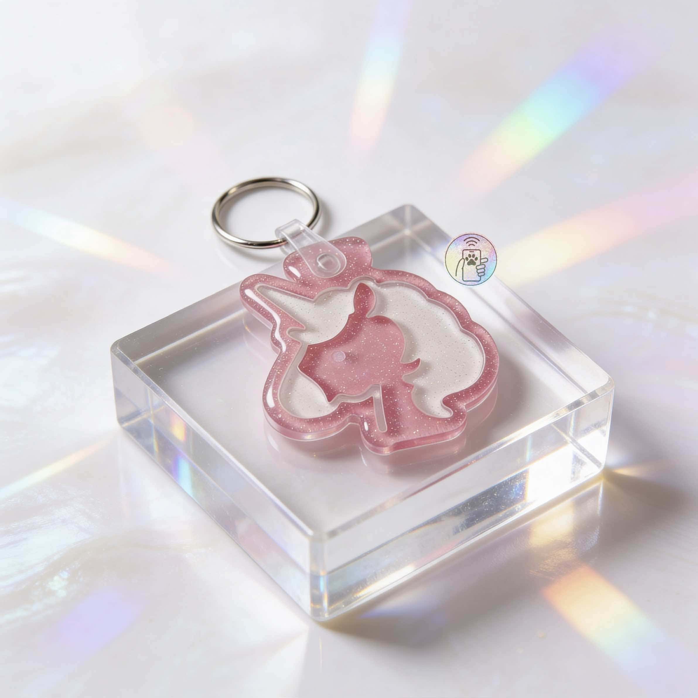 Unicorn smart NFC pet ID tag in pink by Shiloh's House