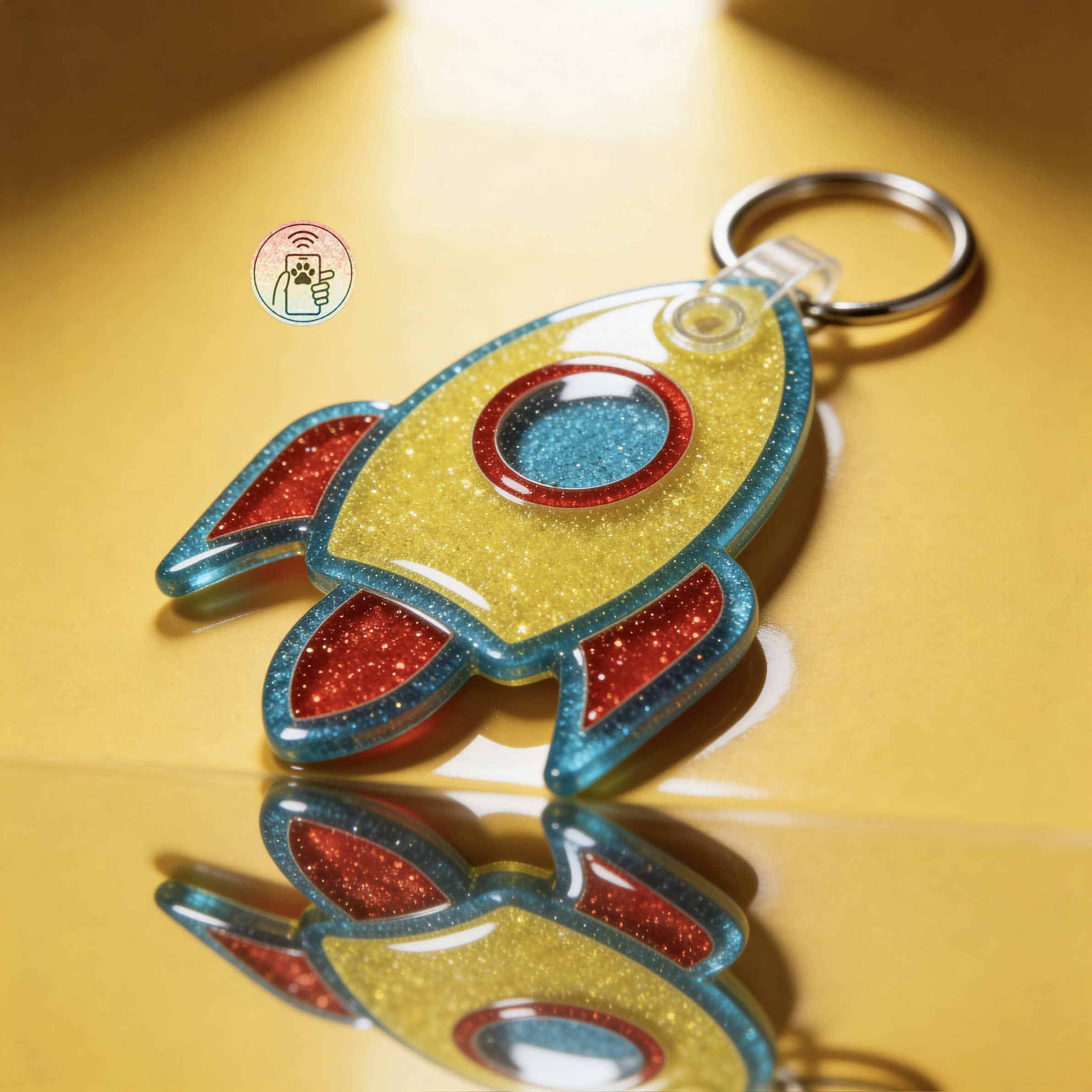Shiloh's House Smart Pet ID Tag | OG Spaceship - Yellow | Get Free Lohji App to update your pet's profile in real time