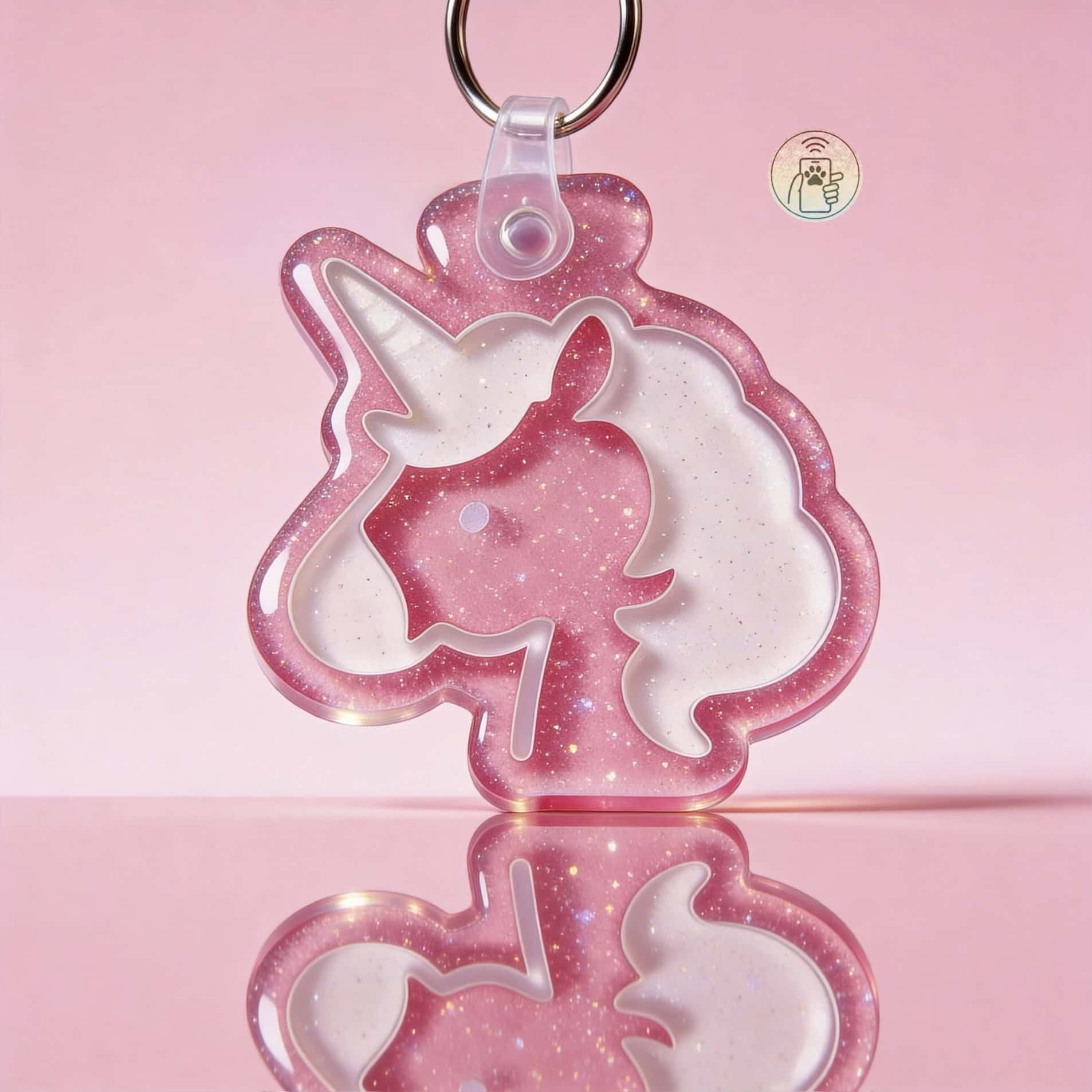 Unicorn smart NFC pet ID tag in pink by Shiloh's House