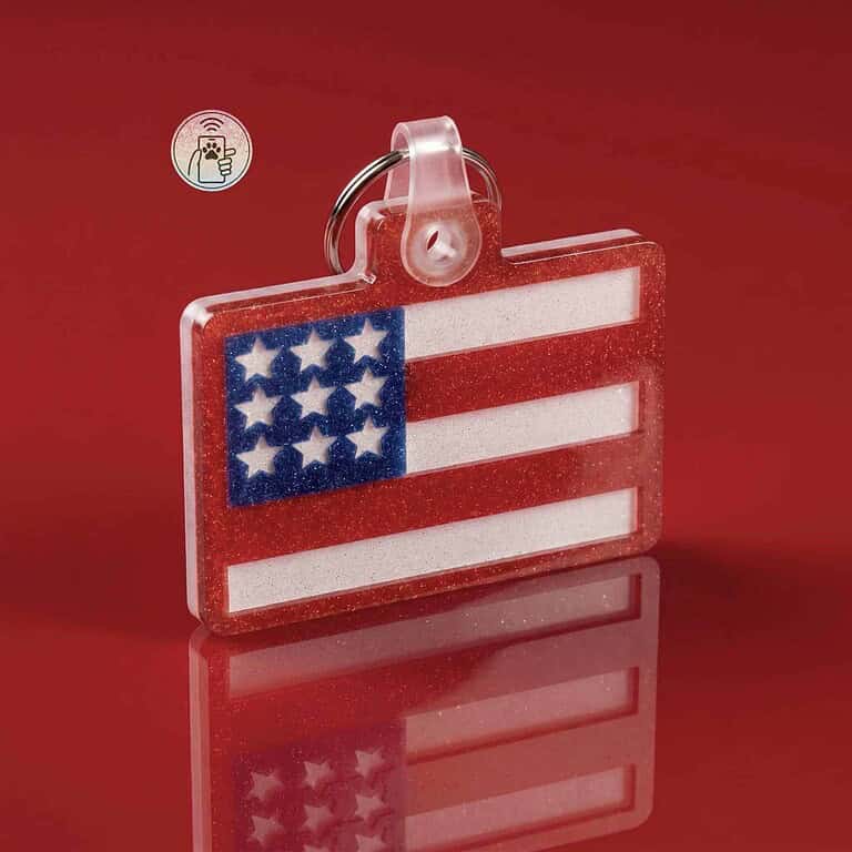 American flag smart pet ID tag