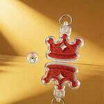 NFC pet ID tag shaped like a crown with red glitter acrylic, designed for dogs and cats.
