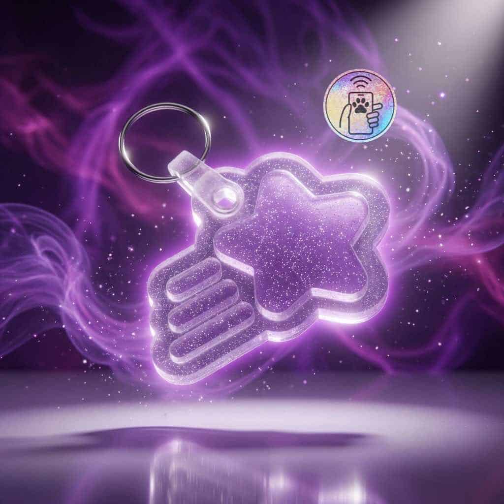 Bright Glow-in-the-Dark Pet ID Tag in Star and Hand Shapes.