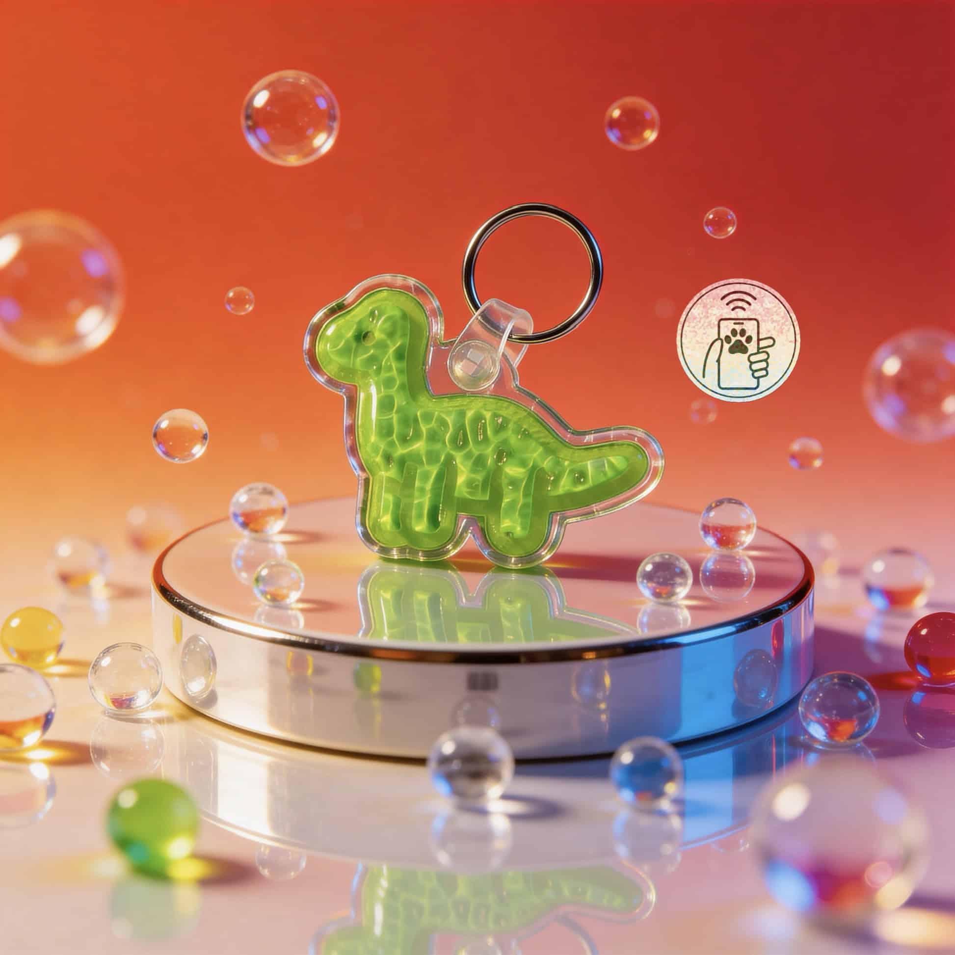 Shiloh's House Smart Pet ID Tag | Sauropod - Neon Green Ripple | Get Free Lohji App to update your pet's profile in real time - Image 3
