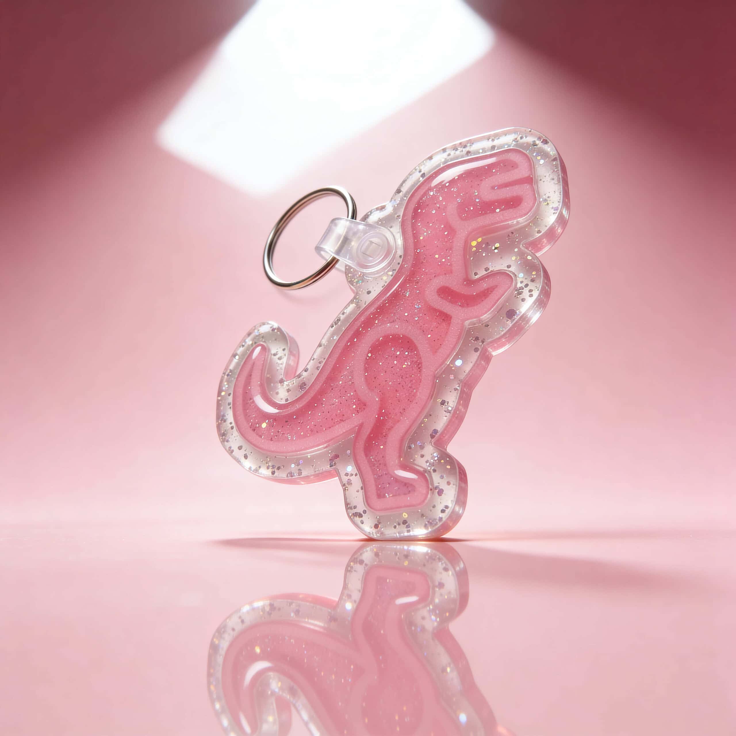 NFC pet ID tag shaped like a pink unicorn with glitter, designed for dogs and cats.