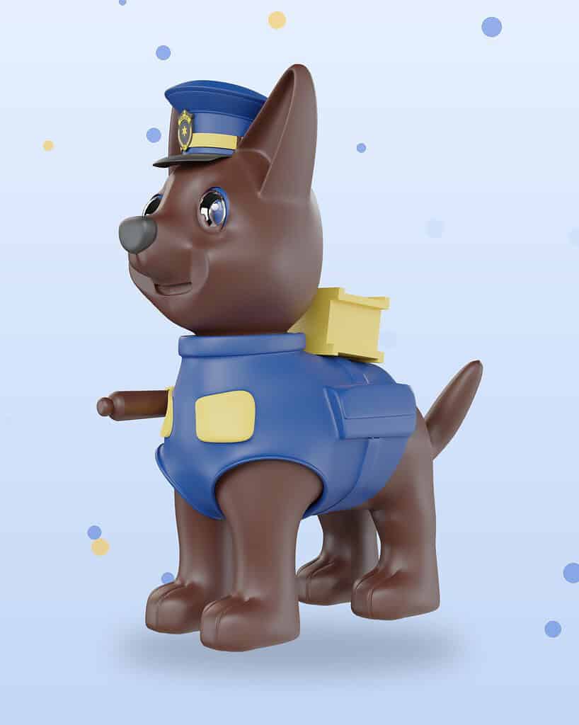 3D cartoon illustration of a police dog in uniform