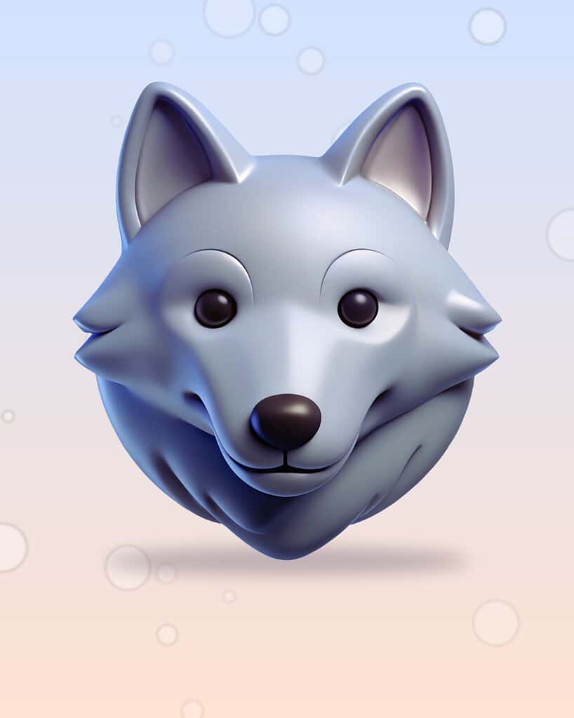 3D illustration of a grey wild canine head
